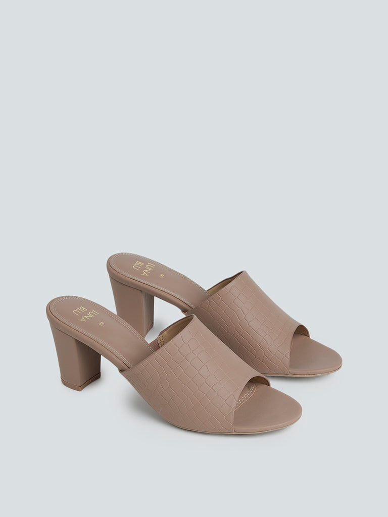 LUNA BLU Dusty Pink Peep Toe Block Heel Sandals